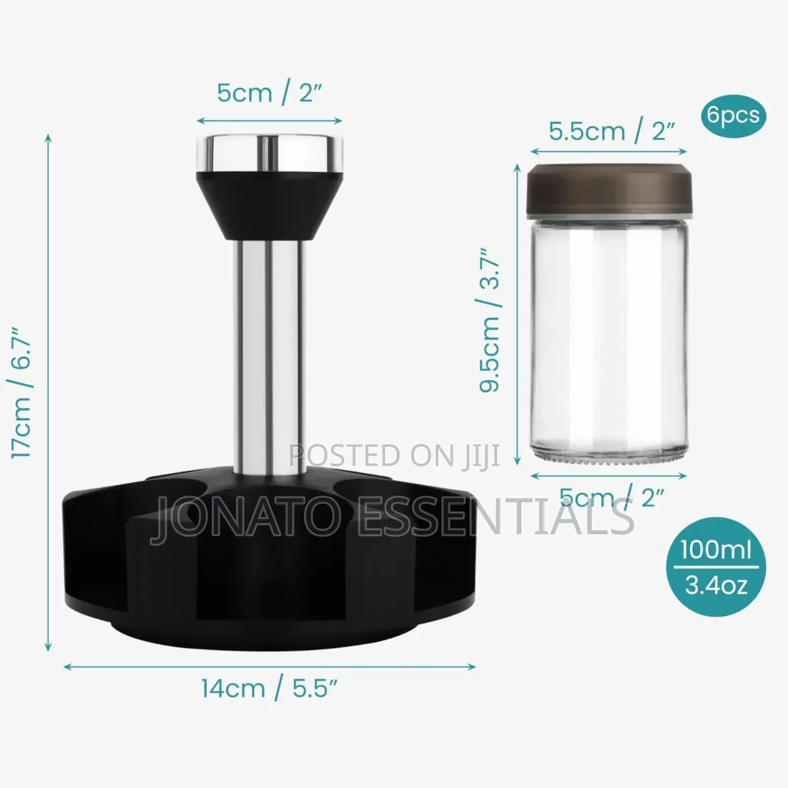 7pc Rotating Spice Jars Set