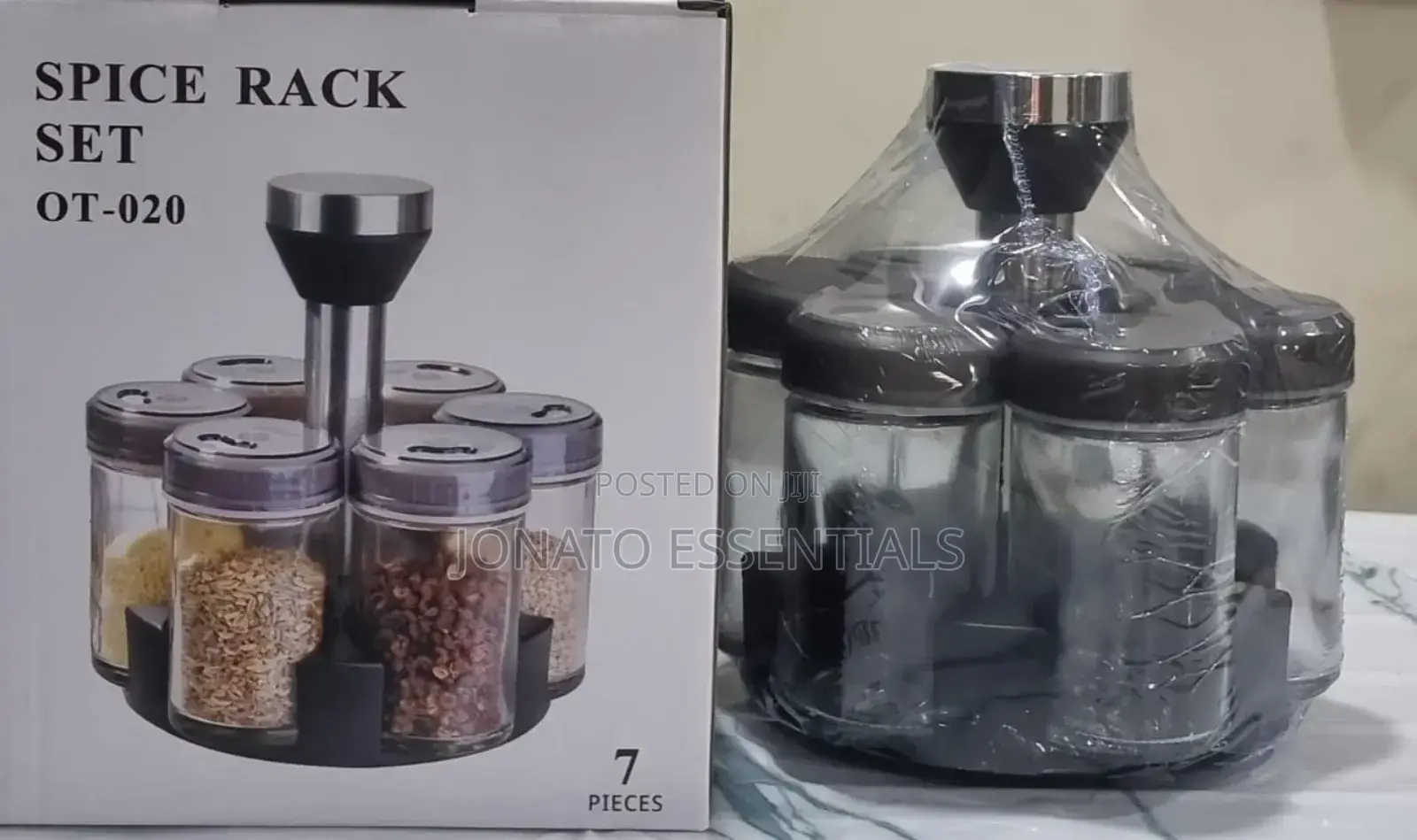 7pc Rotating Spice Jars Set