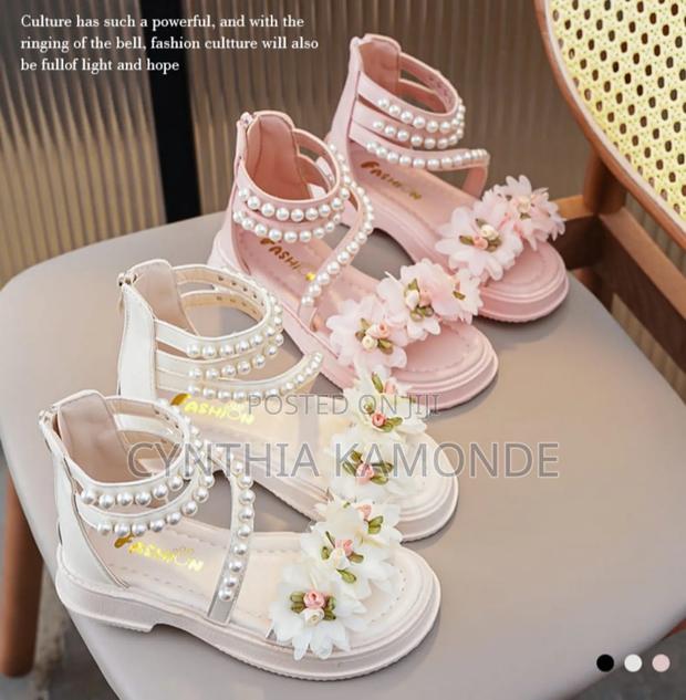White and Pink Girls Open Shoes