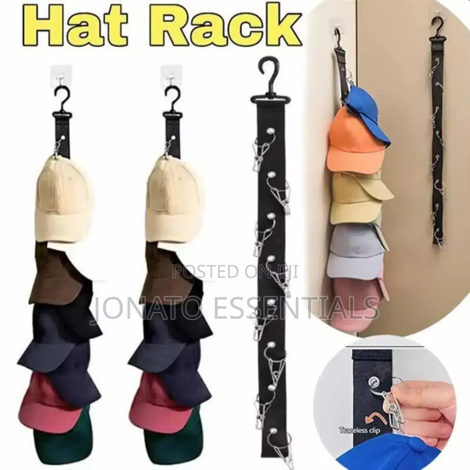 8 Clip Hats and Caps Organizer With 8 Clips