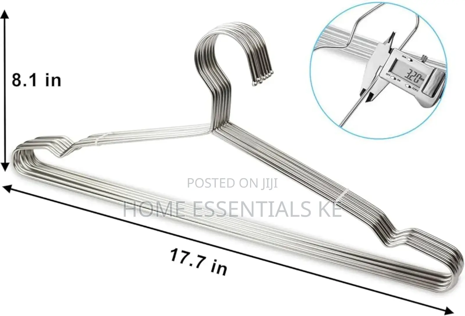 10pc Pack of 42cm Stainless Steel Hangers
