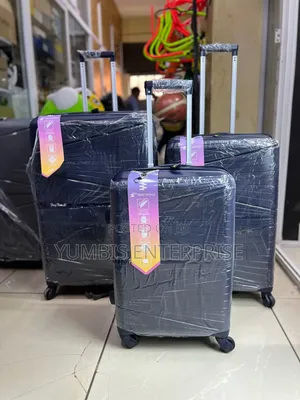 Navy Blue  Rubber Suitcase 3 in 1 Set (No 2) at 9000
