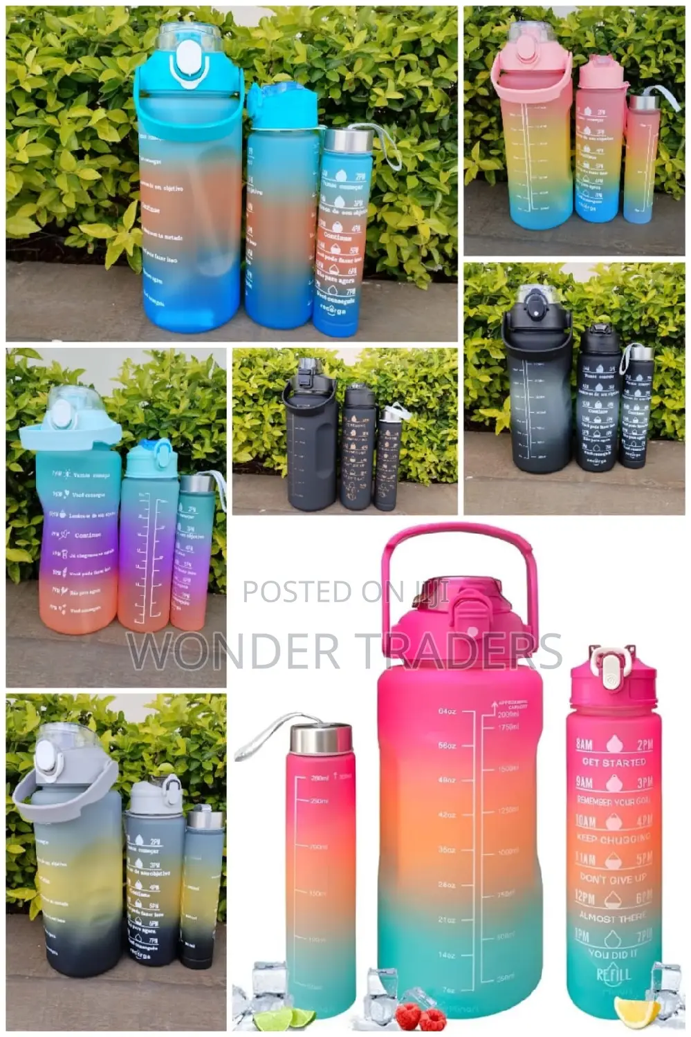 3 in 1 Motivation Water Bottle Capacity; 2litres