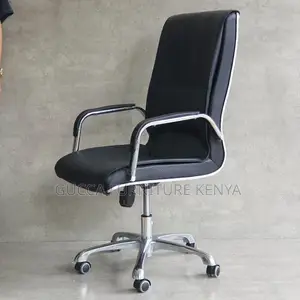 Office Chairs:Leather Upholstered Rolling Base Chair