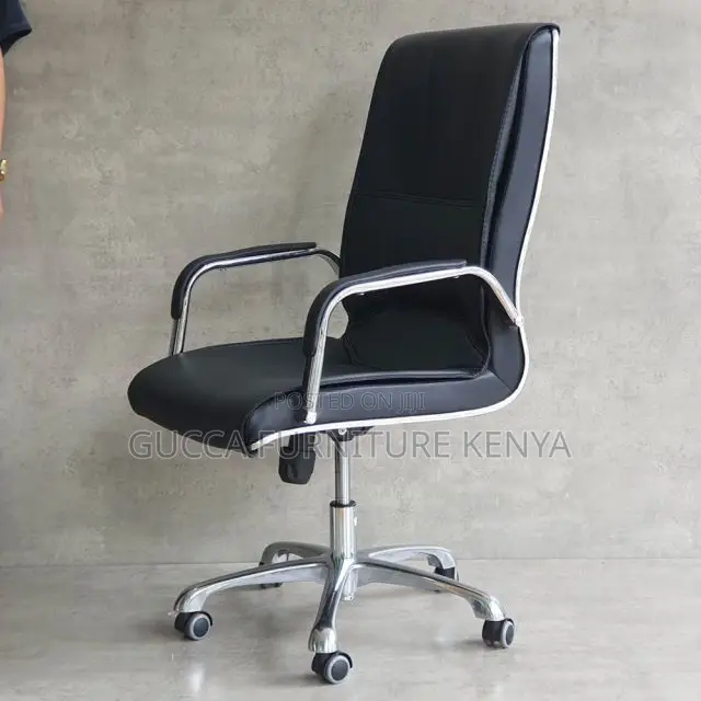 Office Chairs:Leather Upholstered Rolling Base Chair