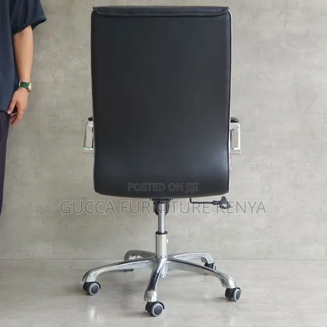 Office Chairs:Leather Upholstered Rolling Base Chair