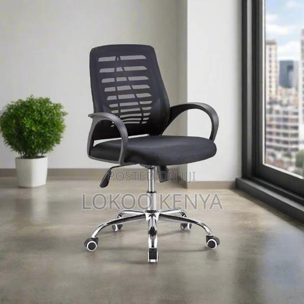 Office Chair : Mid Back Black Office Chair - thumbnail 4