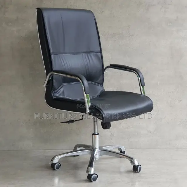 Office Chairs: Black Leather Swivel Office Chair With Legs