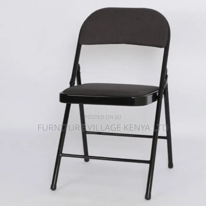Office Chairs: Black Folding Fixed Office Leather Chair