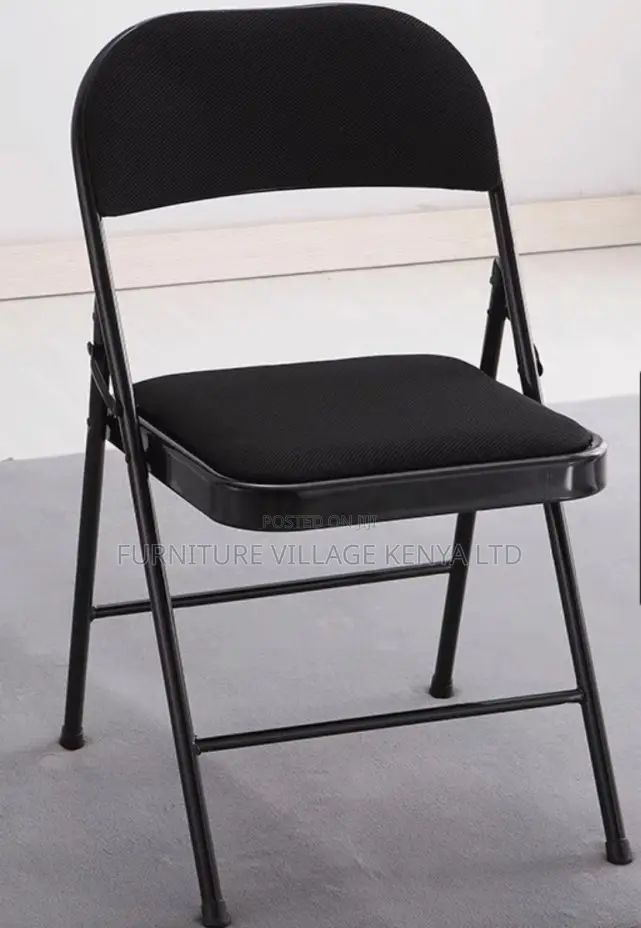 Office Chairs: Black Folding Fixed Office Leather Chair