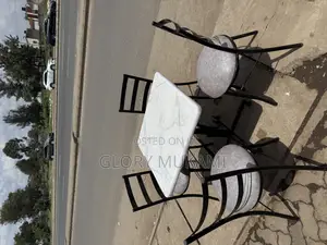 White Marble Square Table And 4 Chairs Set