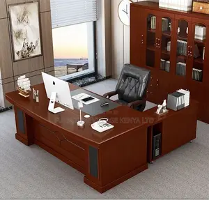 Office Tables:Mahogany Solid 160cm Executive Table Res Brown