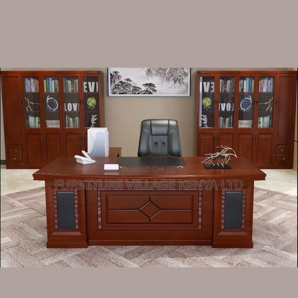 Office Tables:Mahogany Solid 160cm Executive Table Res Brown - thumbnail 3