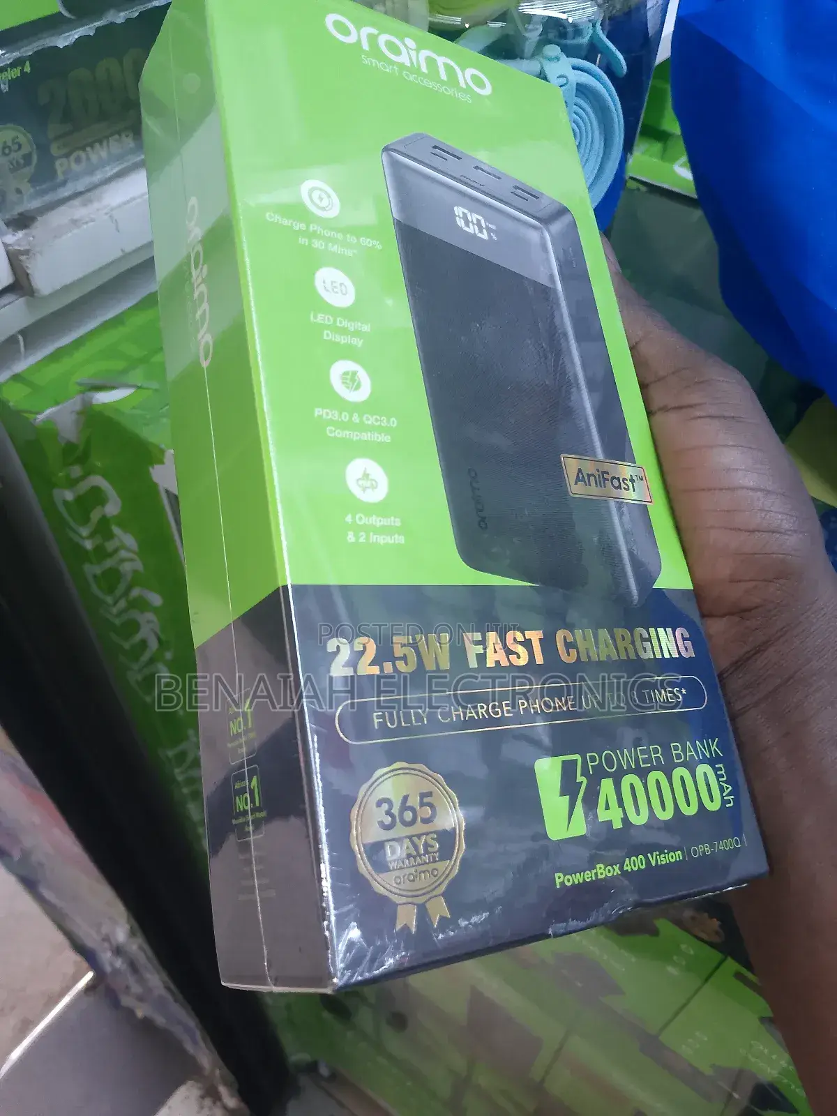 Oraimo Powerbank 40000 Mah,22.5 Watts,(6 Ports)