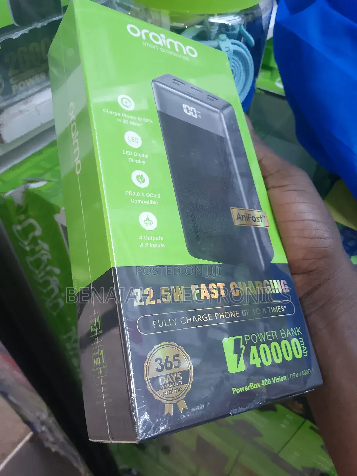 Oraimo Powerbank 40000 Mah,22.5 Watts,(6 Ports)