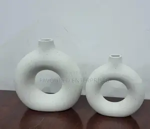 *Porcelain Ceramic 2in1 Elegant Decor Donut Flower Vases