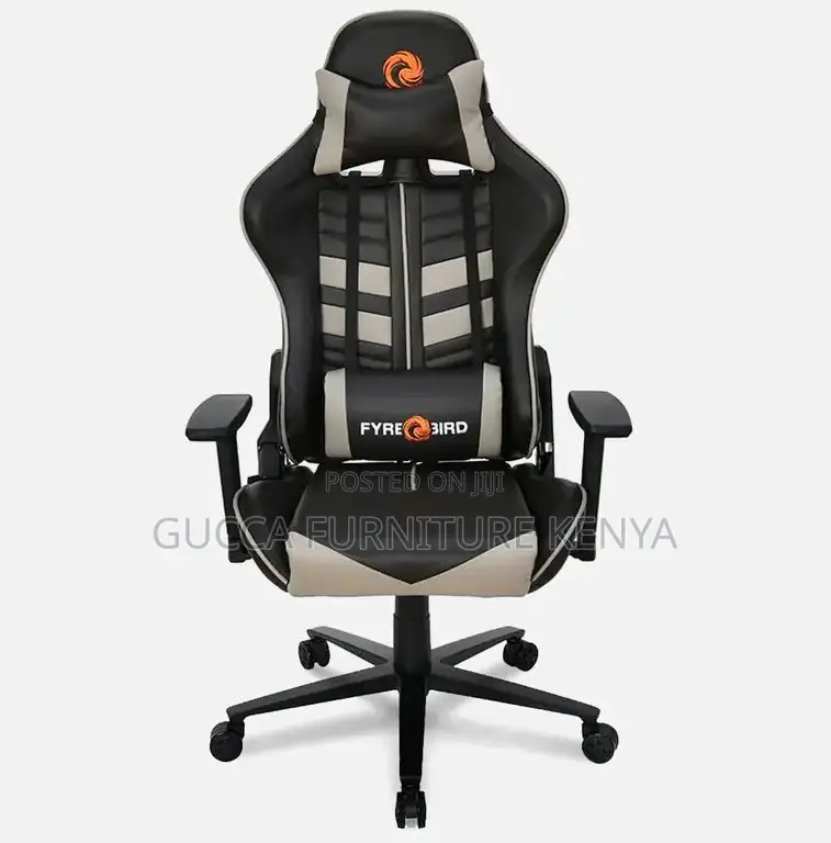 Office Chairs: Leather Gaming Chair in Brown Beige Colour