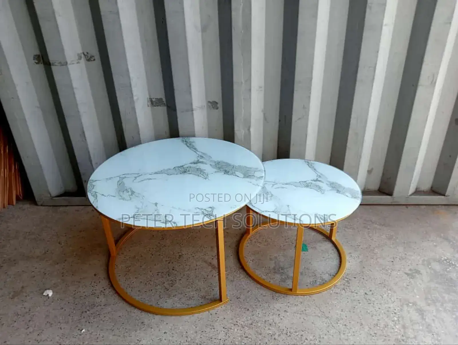 Marble Nesting Coffee Table (Glass Effect) White 5799