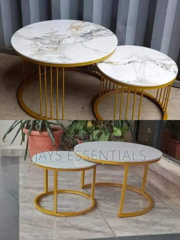 2pc Luxury Marble Table Top Nesting Tables - main view