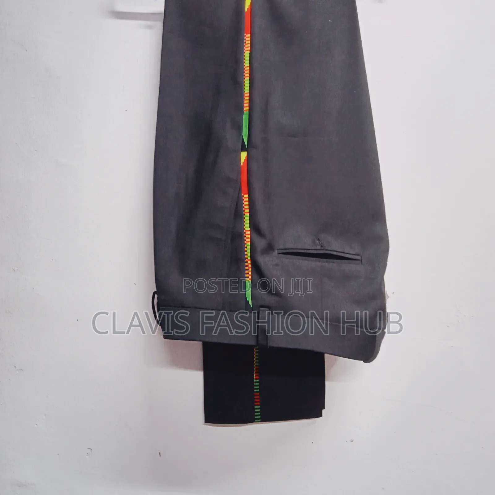 Black Pants With Kitenge Details on the Side