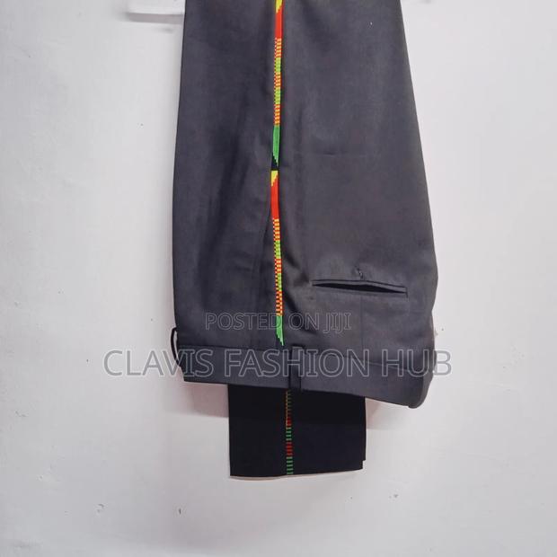 Black Pants With Kitenge Details on the Side