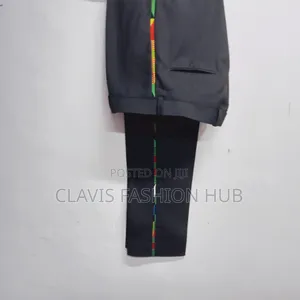 Black Pants With Kitenge Details on the Side