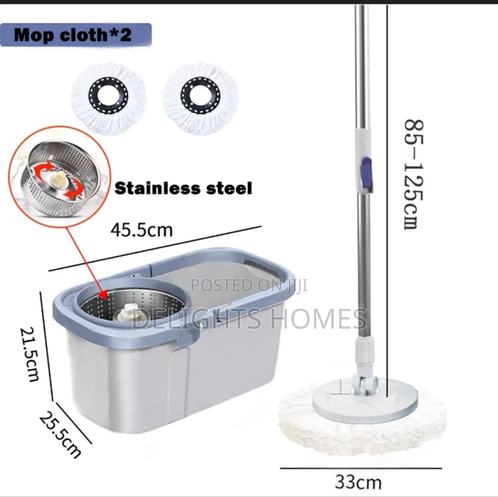 Rotary Mop 17l Bucket, 112cm Mop, 2 Rags