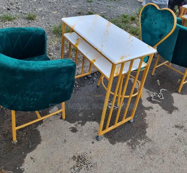 Gold Manicure Set With Green Fabric Upholstery. - thumbnail 3