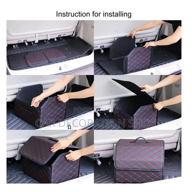 Leather Collapsible Boot Organizer Bag With Red Stitch Lined