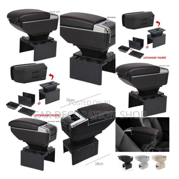 Aremrest Black Leather Driver Console Box Standard Size Fit - main view