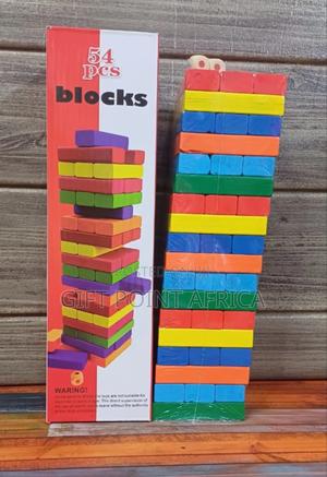 54 Pieces Coloured Jenga Blocks Game - thumbnail 2