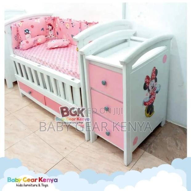 Mahogany Pink Baby Cot - main view