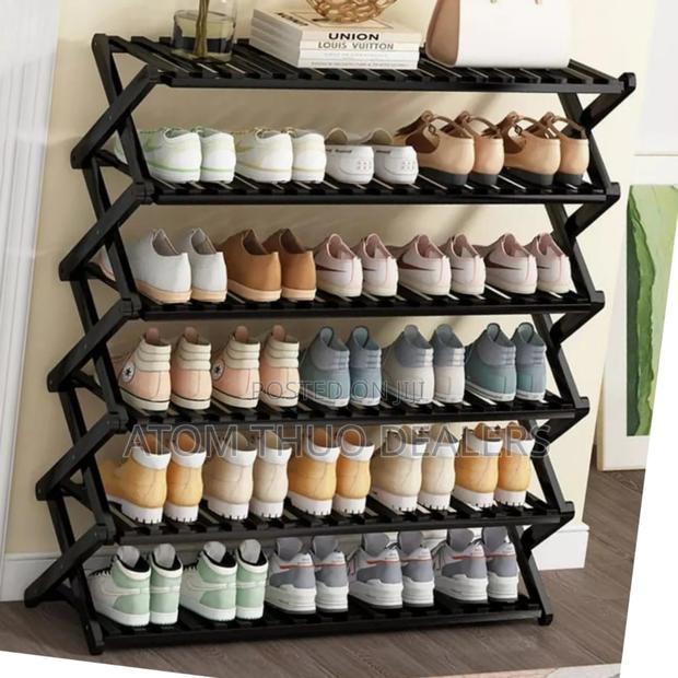 *6-Tier Folable Bamboo Shoe Rack Stand - thumbnail 2