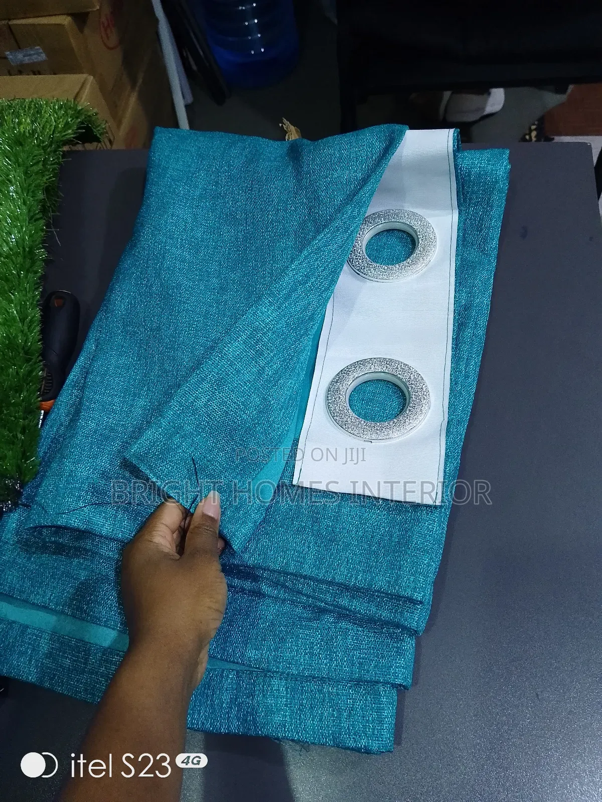 Turquoise Curtain Rough Quality Material