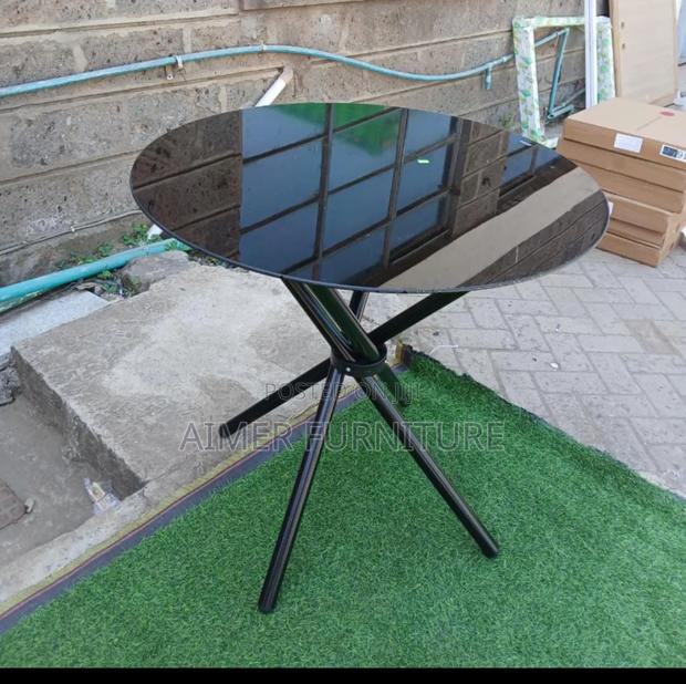 Black Glass Top Outdoor Table