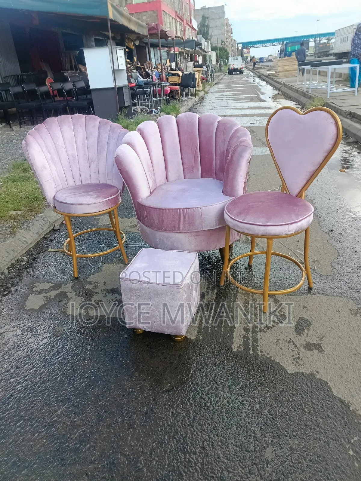 2 Manicure Seats, and 1 Pedicure Seat, Baby Pink