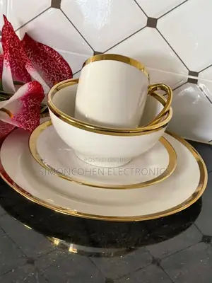 24pcs White and Gold Dinner Set