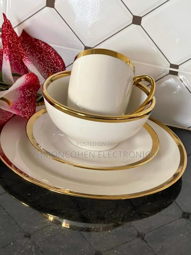 24pcs White and Gold Dinner Set