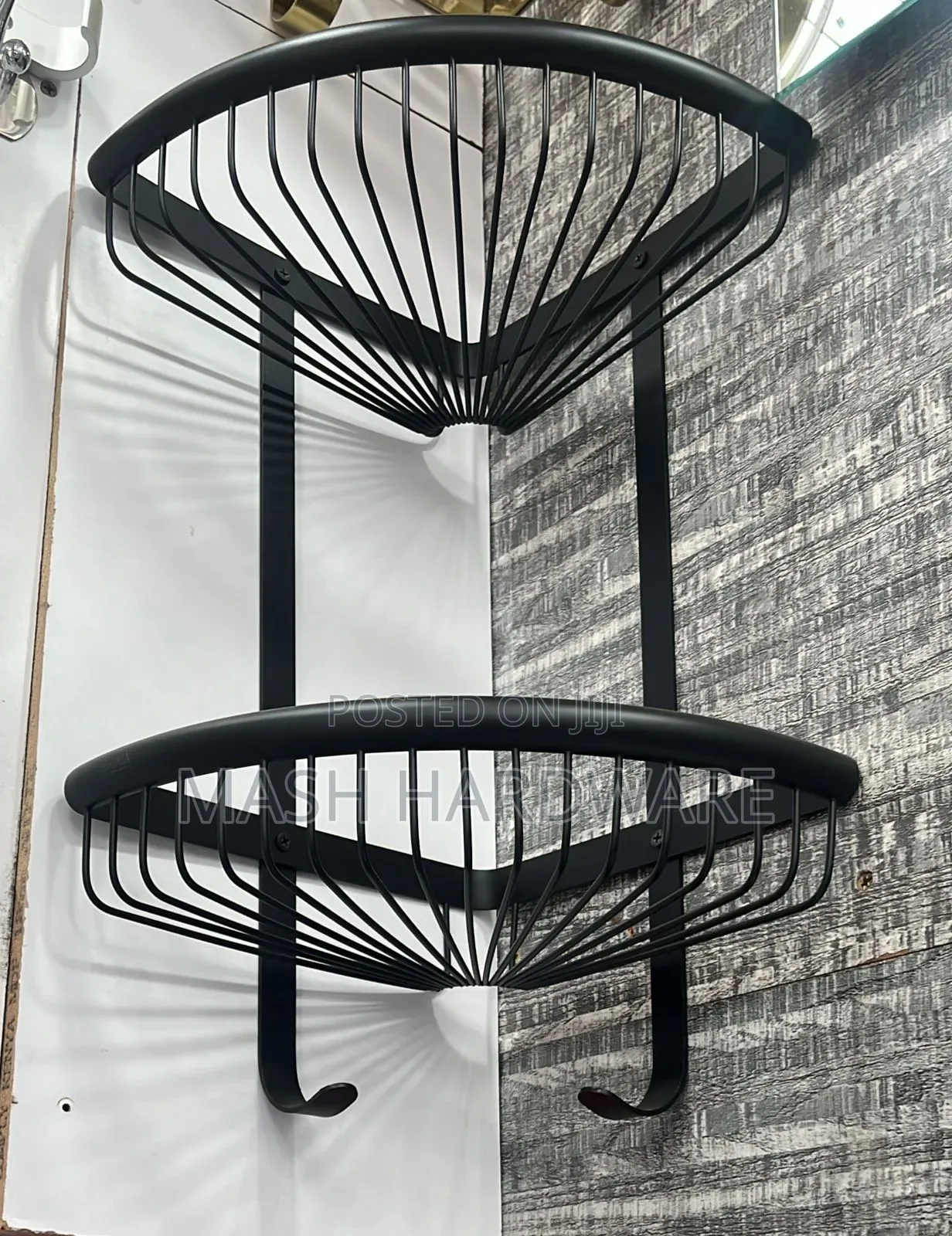Maat Black Double Corner Shelf