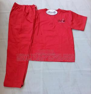 Customized Crown Fabric Red Scrubs - main view