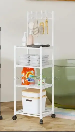 4 Tier Multipurpose Rack With Hooks and Wheels