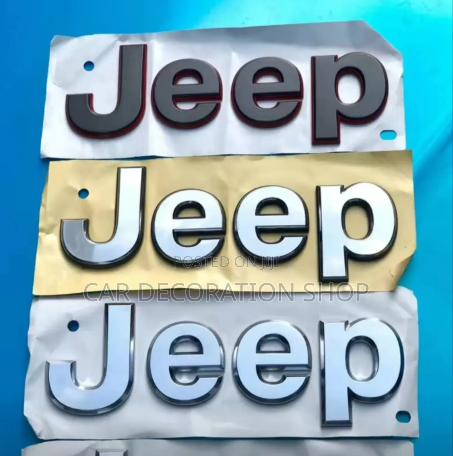 Jeep Bonnet Replacement Letter Decal Badge in Blame/Chrome
