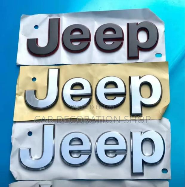 Jeep Bonnet Replacement Letter Decal Badge in Blame/Chrome - main view