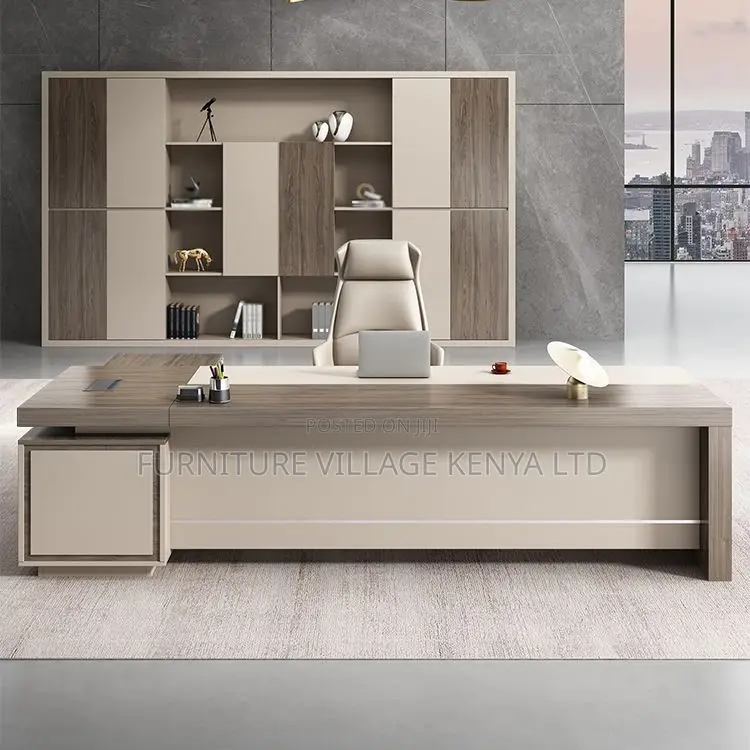 Office Tables:Luxury 160cm L-Shaped Wood Curved Office Desk