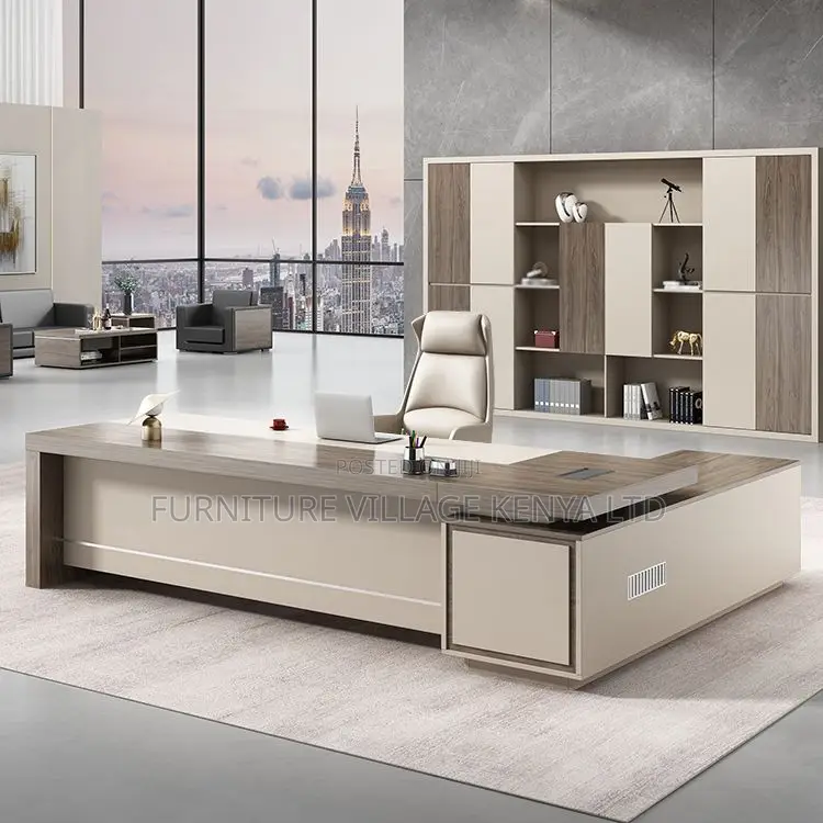 Office Tables:Luxury 160cm L-Shaped Wood Curved Office Desk