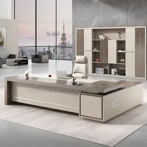 Office Tables:Luxury 160cm L-Shaped Wood Curved Office Desk