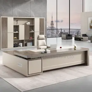Office Tables:Luxury 160cm L-Shaped Wood Curved Office Desk