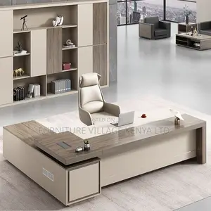 Office Tables:Luxury 160cm L-Shaped Wood Curved Office Desk