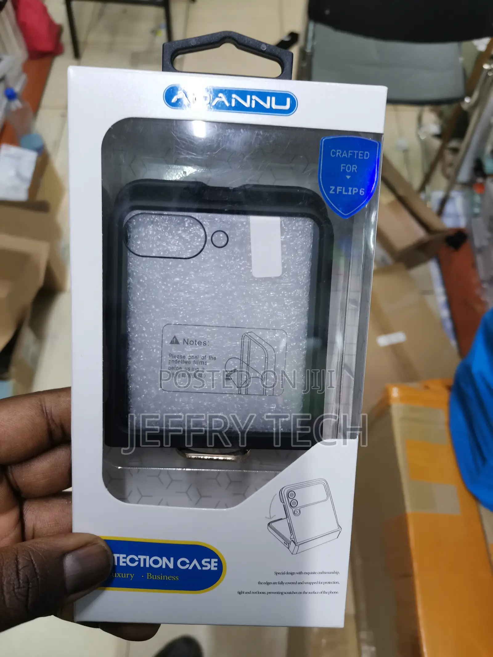 Aicase for Samsung Galaxy Z Flip 6 Case With Ring-Black