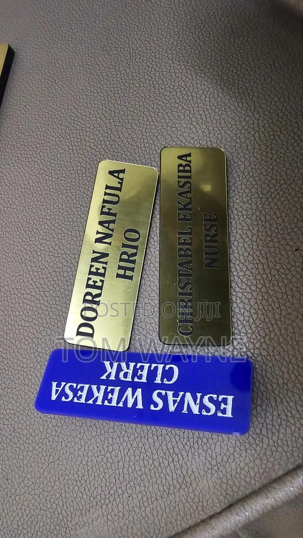 Golden Rectangular Name Tags - main view